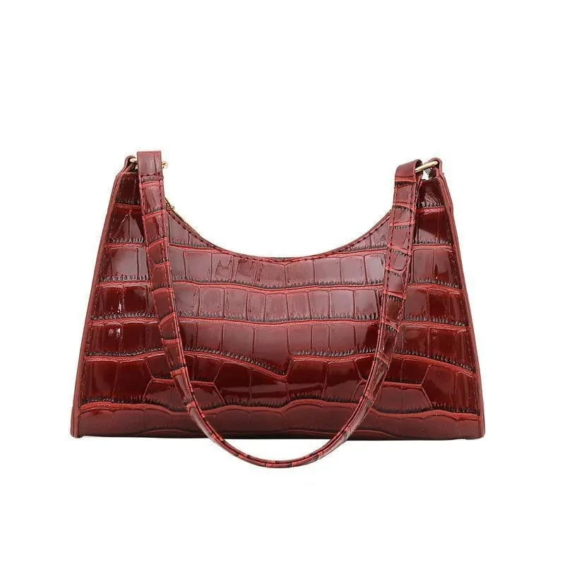 Fashion Exquisite Retro Crocodile Pattern Leather Tote – Women’s Casual Shoulder Bag with Chain Handle by Luxe Ahmar – Available at LUXE AHMAR