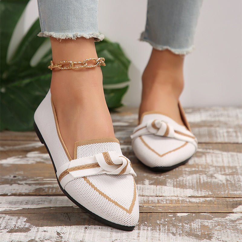 Fashion Pointed Toe Bow Flat Shoes For Women Lying Woven Slip - on Breathable Shoes Summer by LUXE AHMAR – Available at LUXE AHMAR
