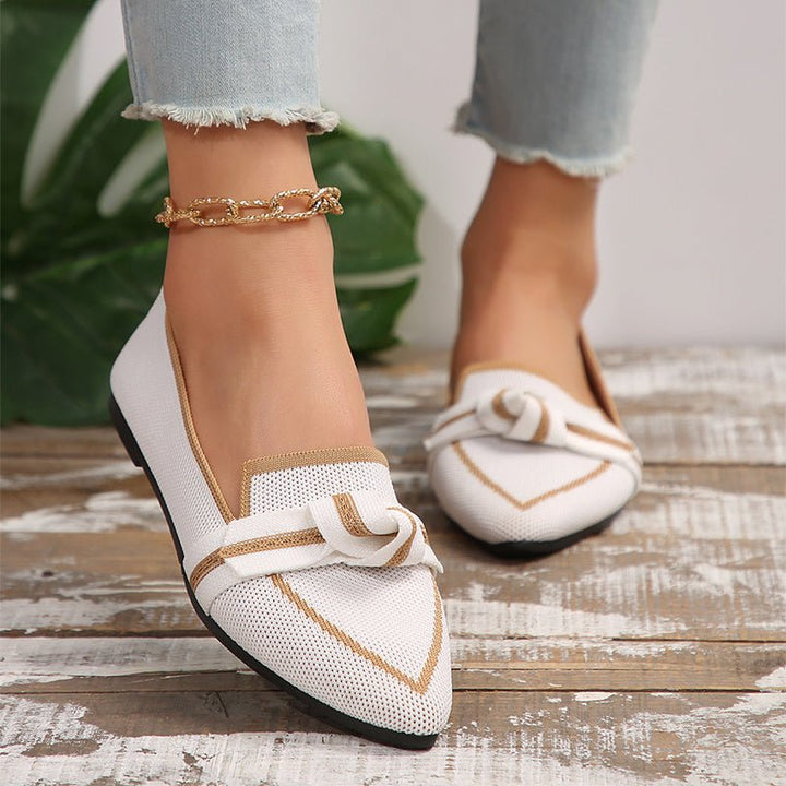 Fashion Pointed Toe Bow Flat Shoes For Women Lying Woven Slip - on Breathable Shoes Summer by LUXE AHMAR – Available at LUXE AHMAR