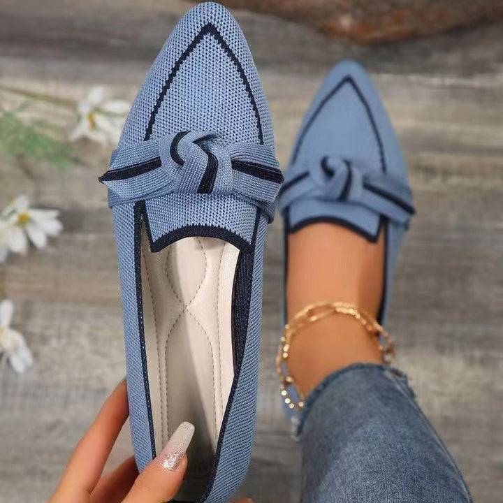 Fashion Pointed Toe Bow Flat Shoes For Women Lying Woven Slip - on Breathable Shoes Summer by LUXE AHMAR – Available at LUXE AHMAR