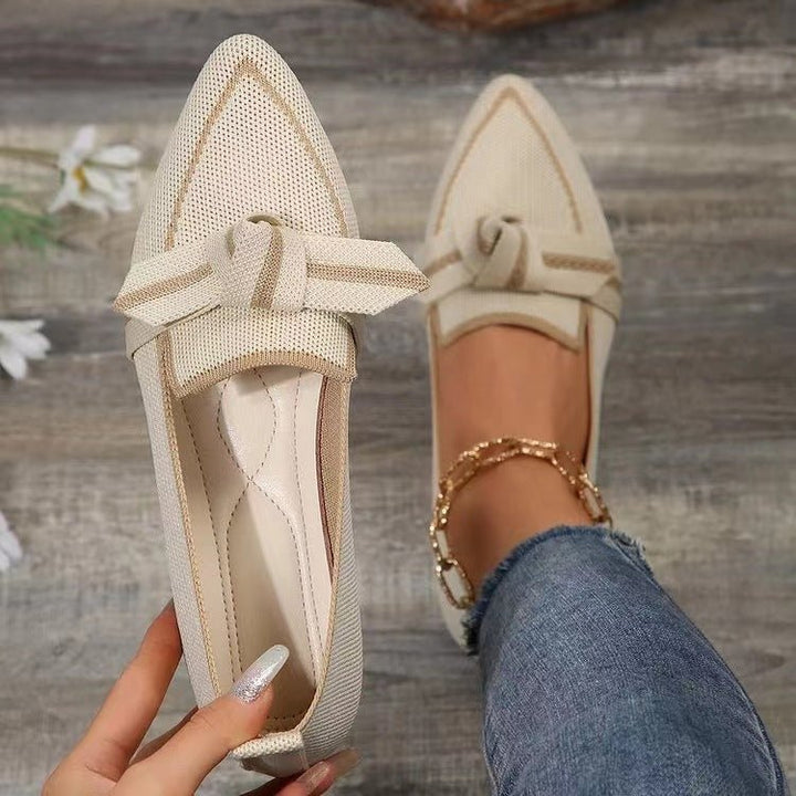 Fashion Pointed Toe Bow Flat Shoes For Women Lying Woven Slip - on Breathable Shoes Summer by LUXE AHMAR – Available at LUXE AHMAR
