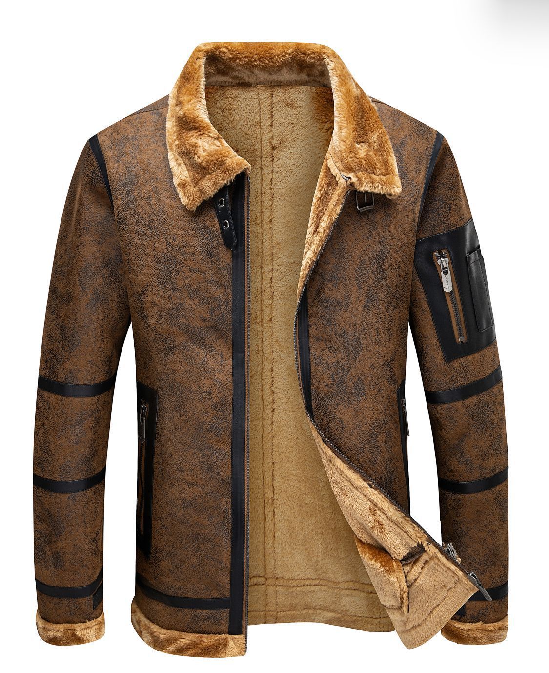 Men's Autumn And Winter Fleece-lined Thickened Fur Jacket