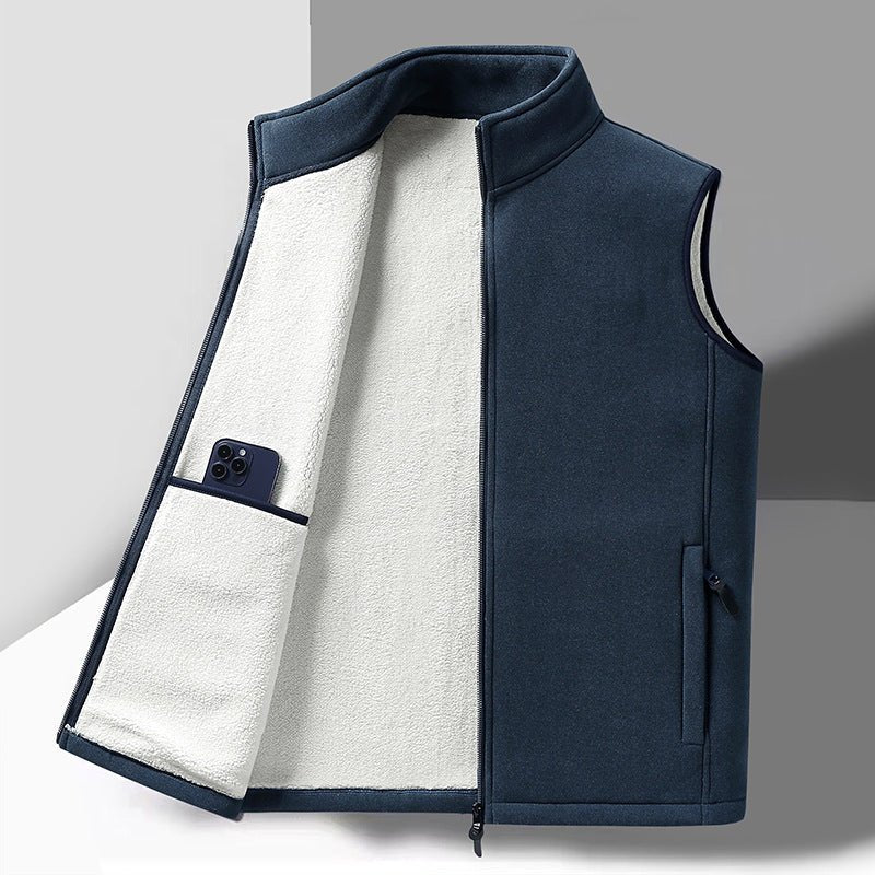 Fleece Sweater Polar Fleece Fleece - lined Thickened Vest Coat by LUXE AHMAR – Available at LUXE AHMAR