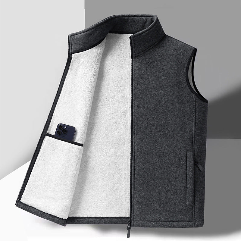Fleece Sweater Polar Fleece Fleece - lined Thickened Vest Coat by LUXE AHMAR – Available at LUXE AHMAR