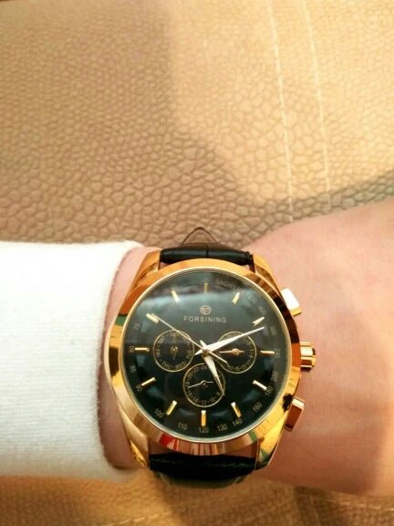 Forsining 2017 Retro Luxury Automatic Mechanical Watch for Men – Golden Design with Genuine Leather Strap & Multi - Dial Decoration by Luxe Ahmar – Available at LUXE AHMAR