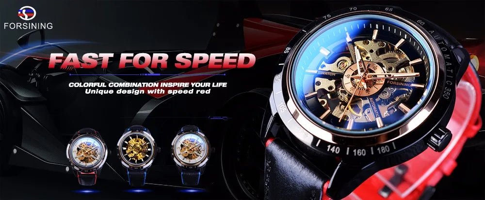 Forsining 2017 Retro Luxury Automatic Mechanical Watch for Men – Golden Design with Genuine Leather Strap & Multi - Dial Decoration by Luxe Ahmar – Available at LUXE AHMAR