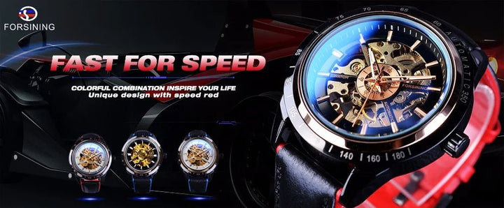 Forsining 2017 Retro Luxury Automatic Mechanical Watch for Men – Golden Design with Genuine Leather Strap & Multi - Dial Decoration by Luxe Ahmar – Available at LUXE AHMAR