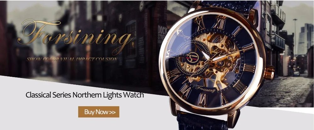 Forsining 2017 Retro Luxury Automatic Mechanical Watch for Men – Golden Design with Genuine Leather Strap & Multi - Dial Decoration by Luxe Ahmar – Available at LUXE AHMAR