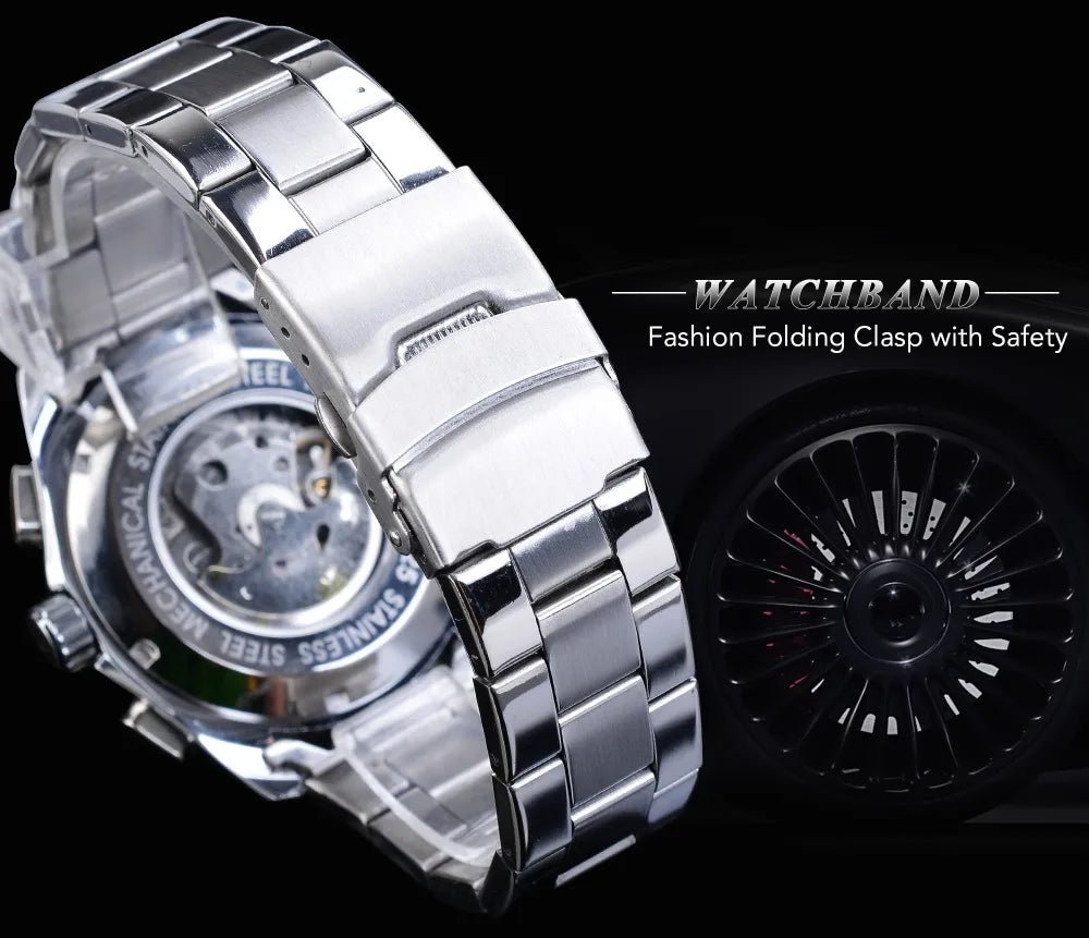 Forsining Business Style Automatic Watch for Men – Black Dial Mechanical Wristwatch with Calendar & Luminous Pointers, Free Shipping to Brazil by Luxe Ahmar – Available at LUXE AHMAR