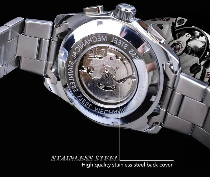 Forsining Business Style Automatic Watch for Men – Black Dial Mechanical Wristwatch with Calendar & Luminous Pointers, Free Shipping to Brazil by Luxe Ahmar – Available at LUXE AHMAR