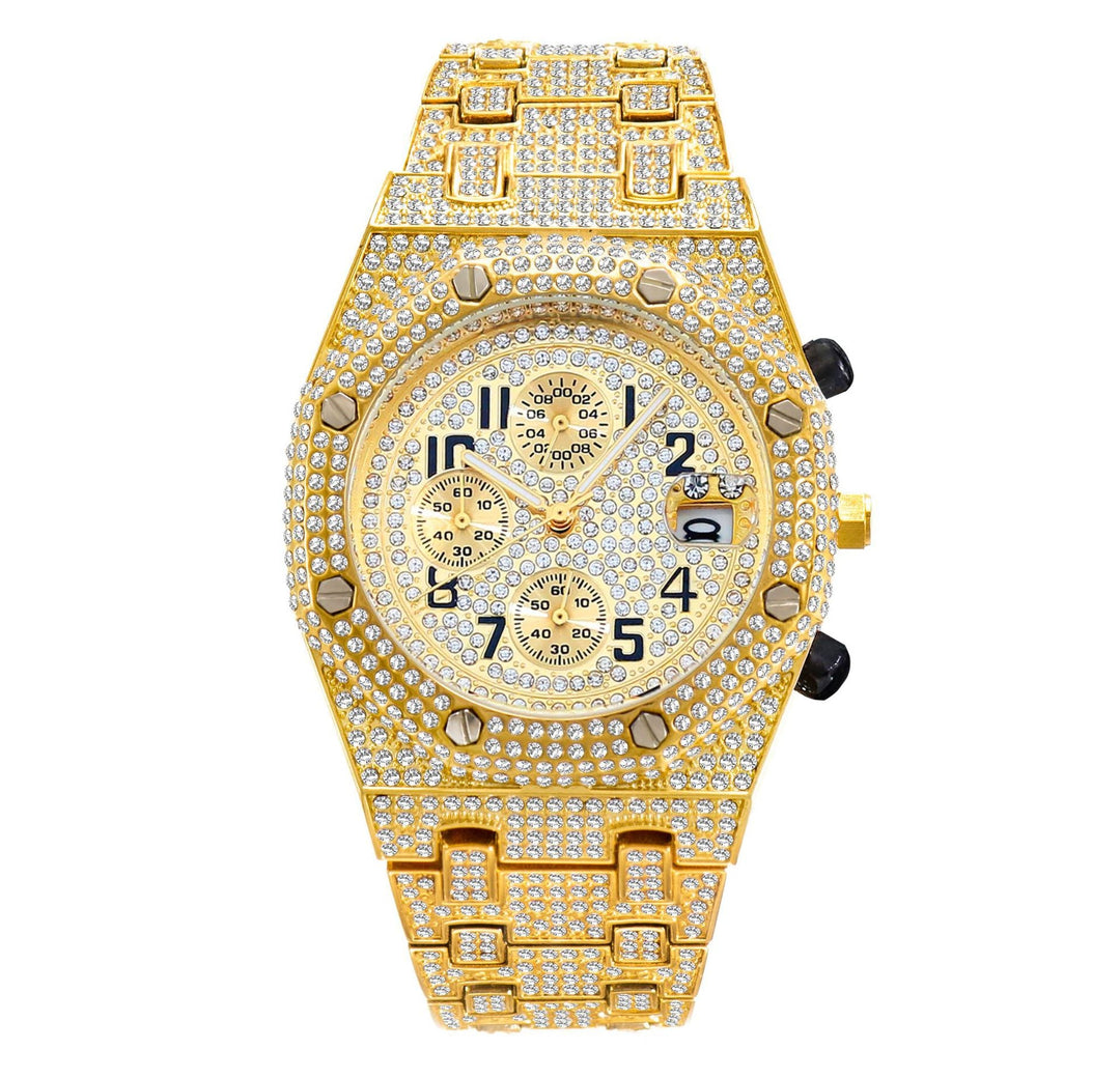 Full Diamond Three - eye Timing Sports Quartz Men's Watch by LUXE AHMAR – Available at LUXE AHMAR