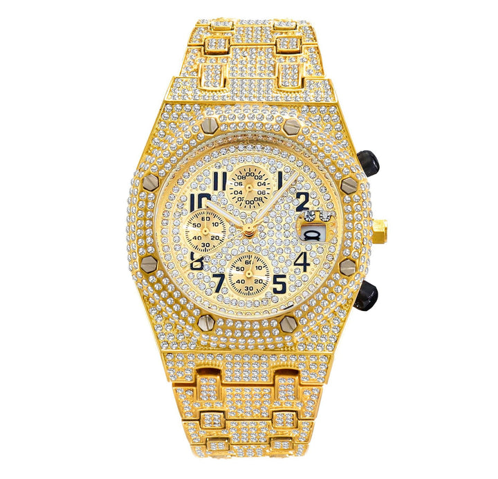 Full Diamond Three - eye Timing Sports Quartz Men's Watch by LUXE AHMAR – Available at LUXE AHMAR