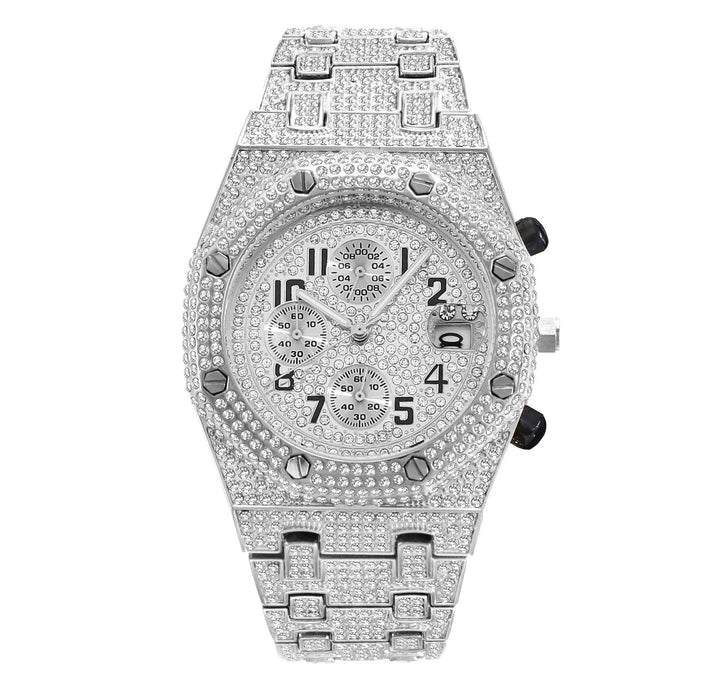 Full Diamond Three - eye Timing Sports Quartz Men's Watch by LUXE AHMAR – Available at LUXE AHMAR