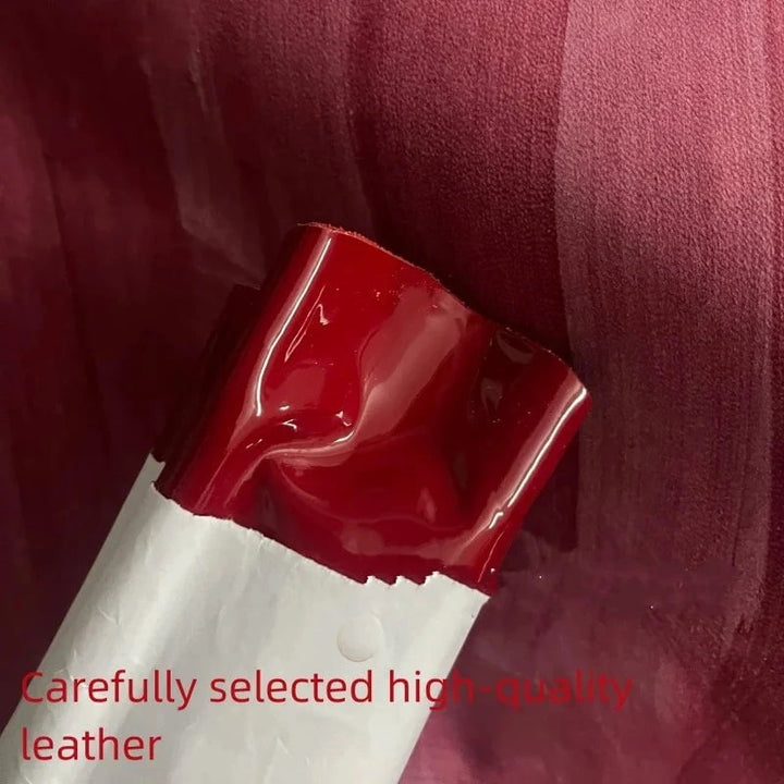 Genuine Leather Women's Pointed - Toe Flat Shoes – 2025 Trend Sheepskin Red Flats with Height - Boosting Design by Luxe Ahmar – Available at LUXE AHMAR