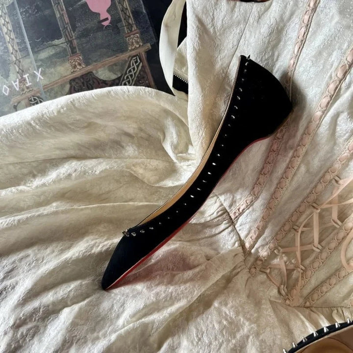 Genuine Leather Women's Pointed - Toe Flat Shoes – 2025 Trend Sheepskin Red Flats with Height - Boosting Design by Luxe Ahmar – Available at LUXE AHMAR