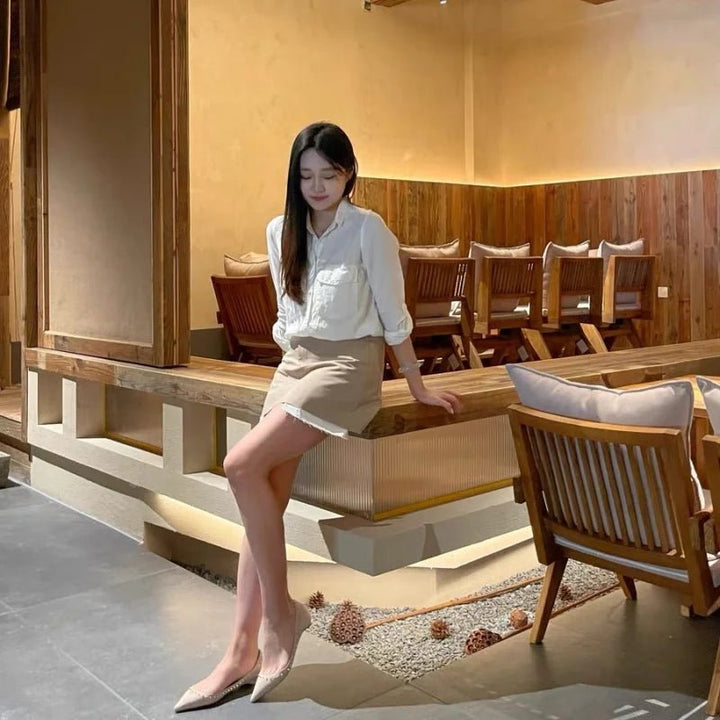 Genuine Leather Women's Pointed - Toe Flat Shoes – 2025 Trend Sheepskin Red Flats with Height - Boosting Design by Luxe Ahmar – Available at LUXE AHMAR