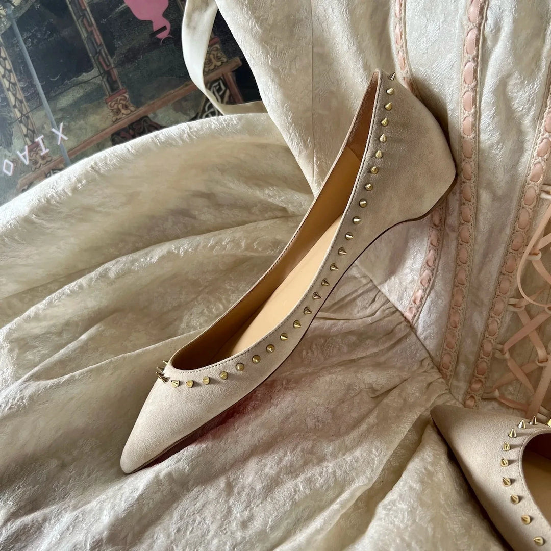 Genuine Leather Women's Pointed - Toe Flat Shoes – 2025 Trend Sheepskin Red Flats with Height - Boosting Design by Luxe Ahmar – Available at LUXE AHMAR