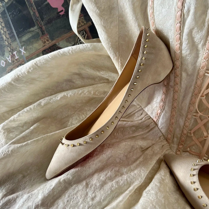 Genuine Leather Women's Pointed - Toe Flat Shoes – 2025 Trend Sheepskin Red Flats with Height - Boosting Design by Luxe Ahmar – Available at LUXE AHMAR