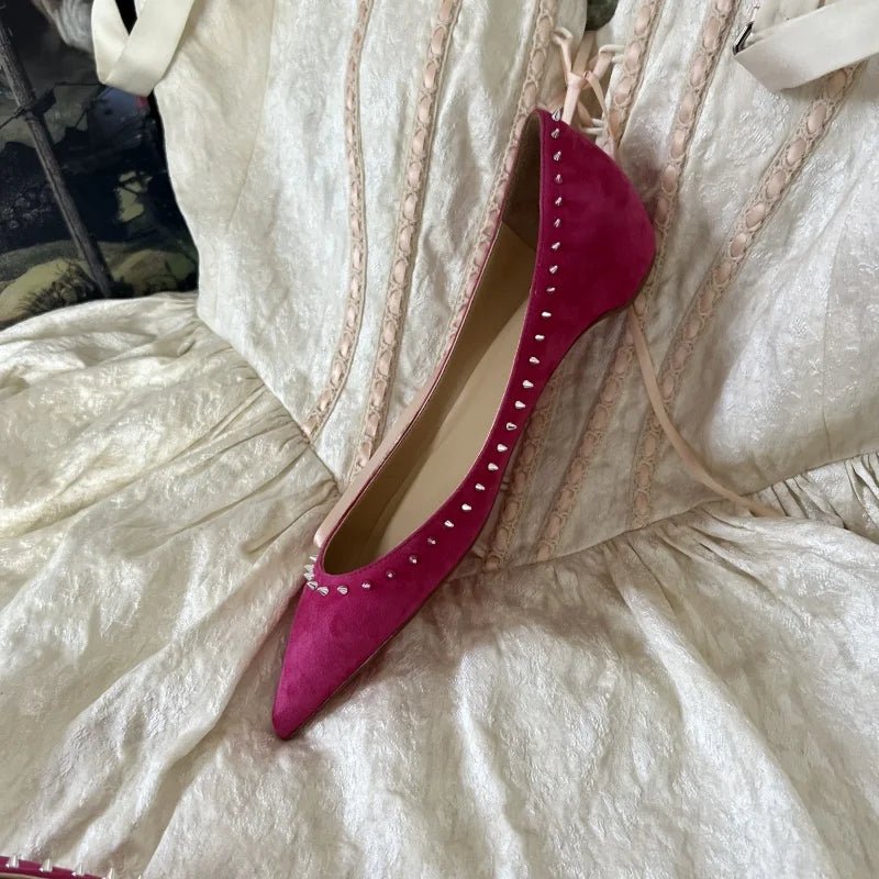 Genuine Leather Women's Pointed - Toe Flat Shoes – 2025 Trend Sheepskin Red Flats with Height - Boosting Design by Luxe Ahmar – Available at LUXE AHMAR