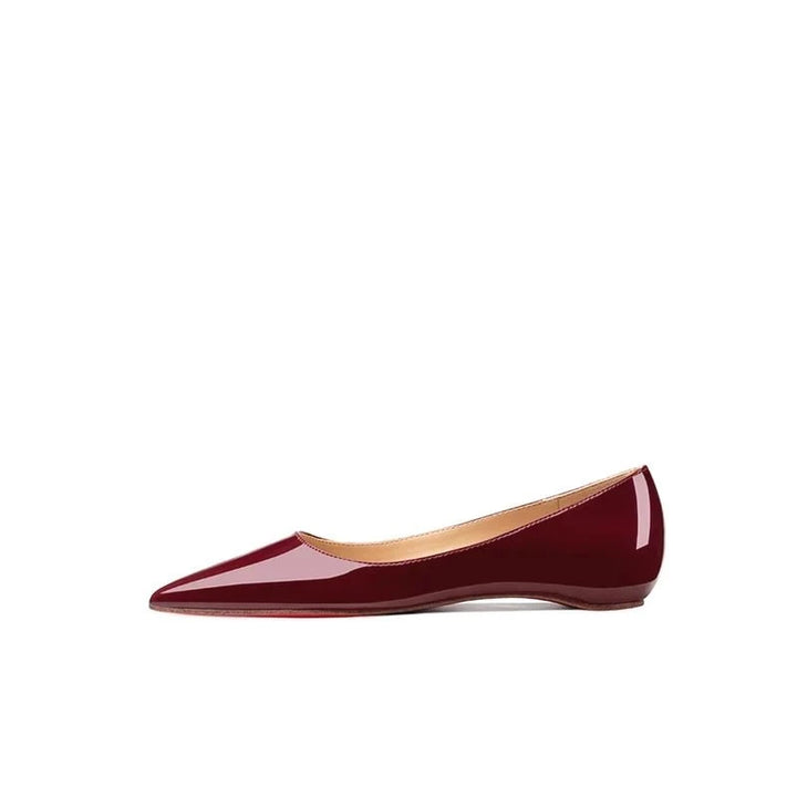 Genuine Leather Women's Pointed - Toe Flat Shoes – 2025 Trend Sheepskin Red Flats with Height - Boosting Design by Luxe Ahmar – Available at LUXE AHMAR