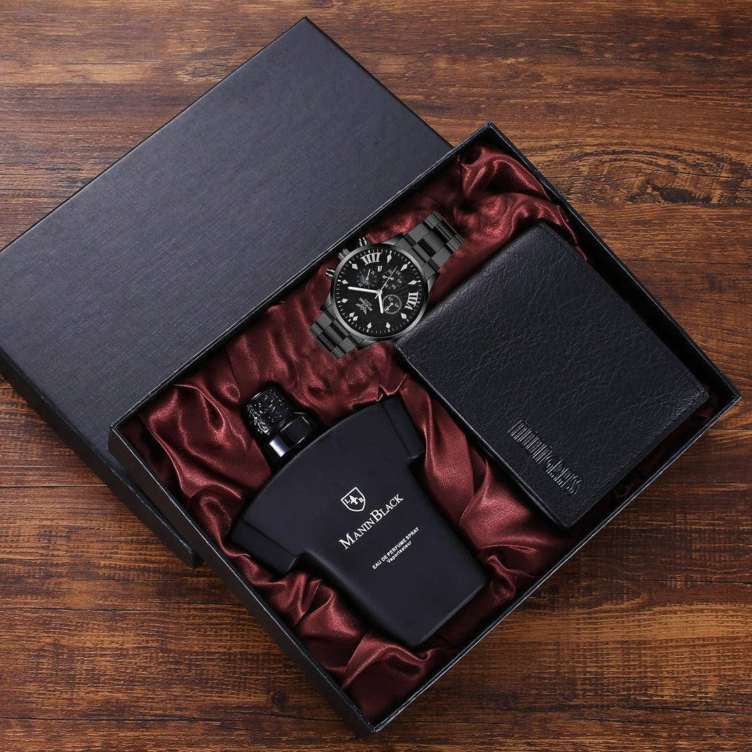 Gift Set Fashion Creative Gift Suit Wallet Belt Quartz Watch Perfume by LUXE AHMAR – Available at LUXE AHMAR