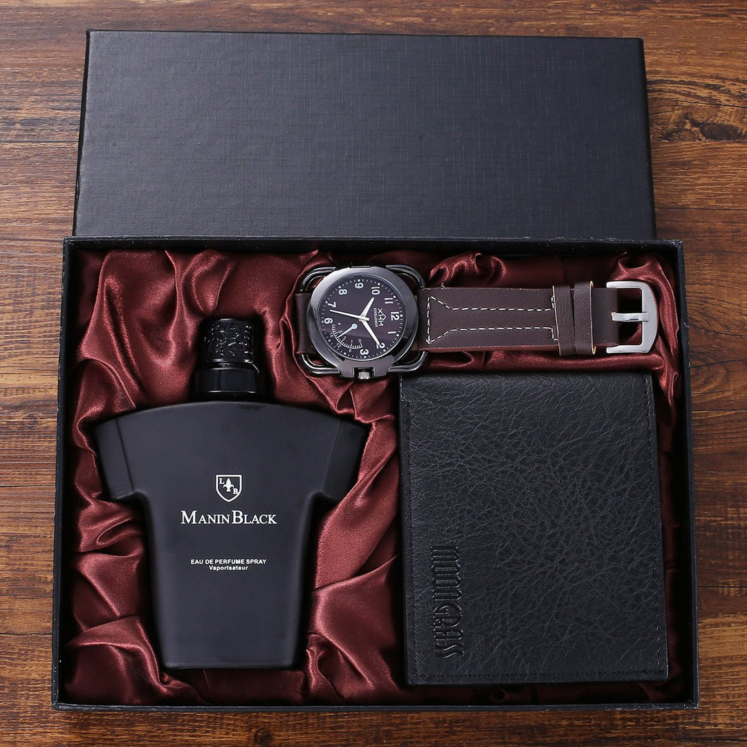 Gift Set Fashion Creative Gift Suit Wallet Belt Quartz Watch Perfume by LUXE AHMAR – Available at LUXE AHMAR