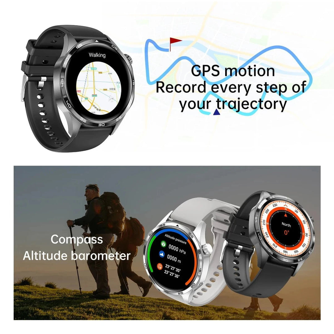 GT5 PRO Smart Watch Men Watch 5 Pro AMOLED HD Screen Bluetooth Call GPS Trajectory NFC Heart Rate Compass SmartWatches 2024 New by Luxe Ahmar – Available at LUXE AHMAR