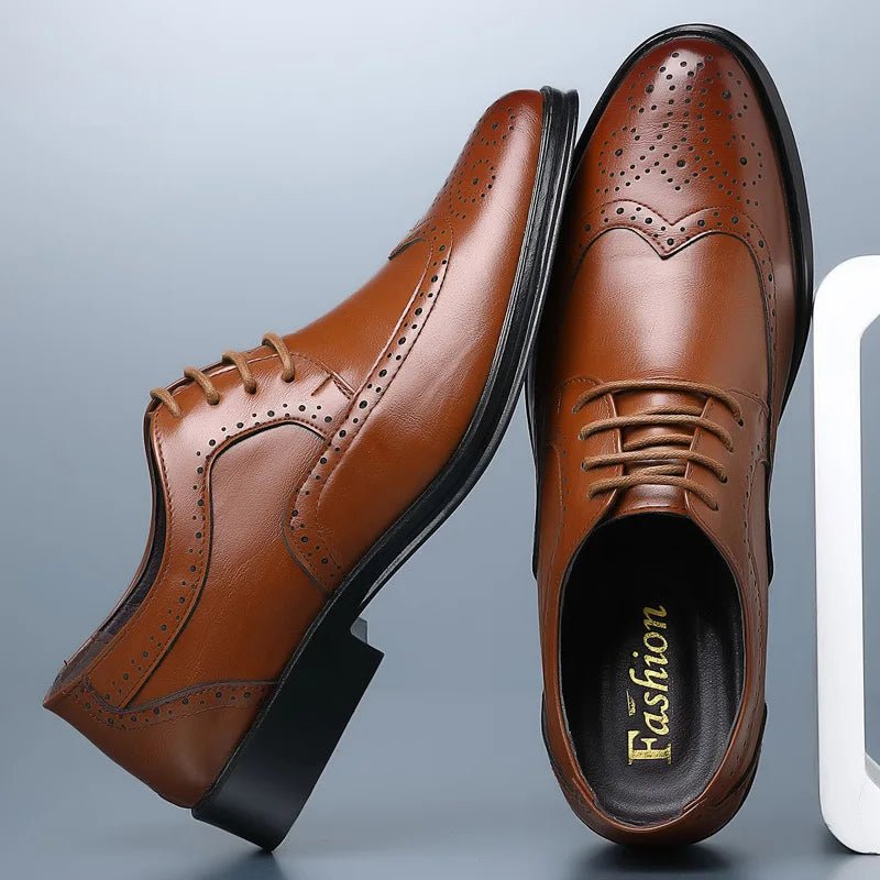 Handcrafted Men's Oxford Shoes – Genuine Calfskin Leather Brogue Dress Shoes for Business & Formal Wear by Luxe Ahmar – Available at LUXE AHMAR