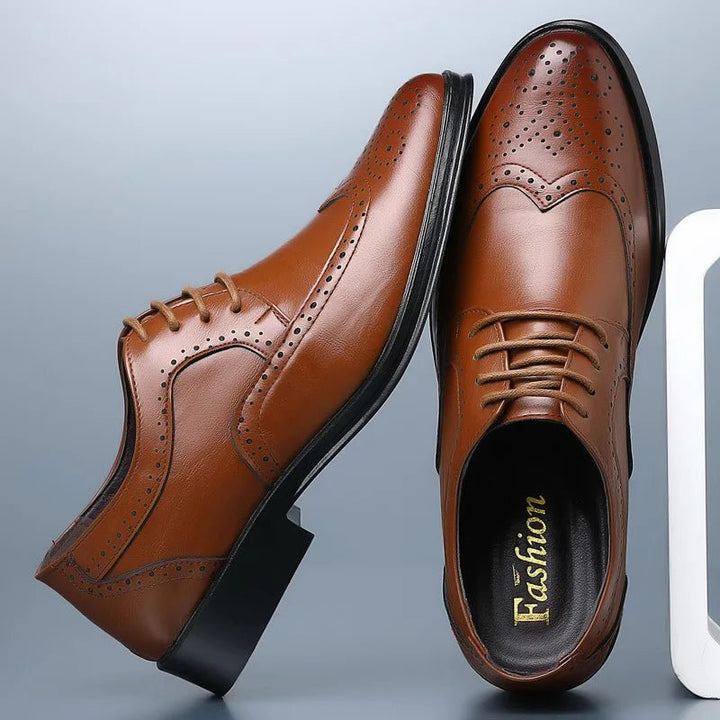 Handcrafted Men's Oxford Shoes – Genuine Calfskin Leather Brogue Dress Shoes for Business & Formal Wear by Luxe Ahmar – Available at LUXE AHMAR
