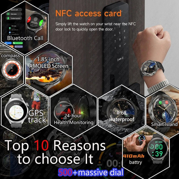 HUAWEI Outdoor Sports Smartwatch for Men – 1.85" AMOLED Screen, NFC, GPS, Heart Rate Monitor, Waterproof, Bluetooth Call by Luxe Ahmar – Available at LUXE AHMAR