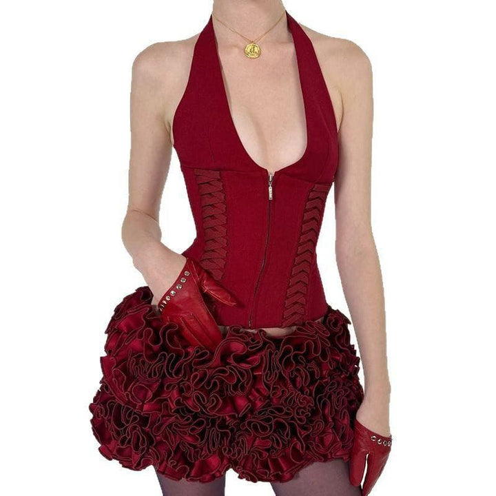 Lace - up Halter Crop Top – Sexy Hot Girl Style Backless Vest with Chest Pad by LUXE AHMAR – Available at LUXE AHMAR