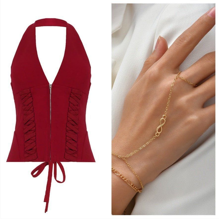 Lace - up Halter Crop Top – Sexy Hot Girl Style Backless Vest with Chest Pad by LUXE AHMAR – Available at LUXE AHMAR