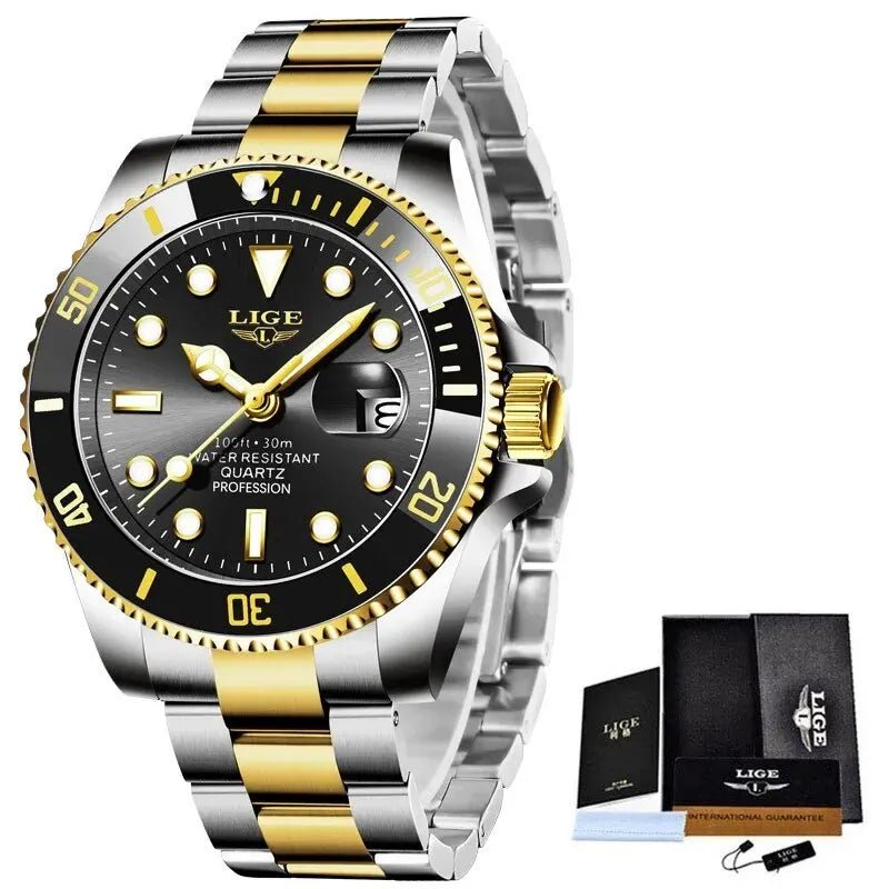 LIGE Luxury Men's Diver Watch - 30ATM Waterproof Quartz Wristwatch with Date Function | Stylish & Durable Sport Watch by Luxe Ahmar – Available at LUXE AHMAR