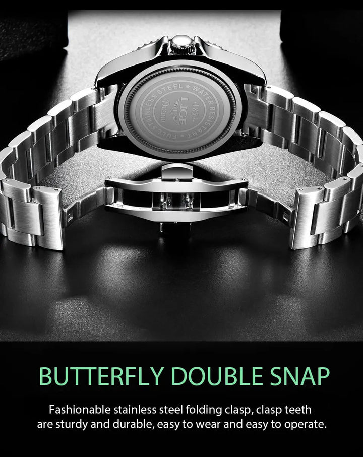 LIGE Luxury Men's Diver Watch - 30ATM Waterproof Quartz Wristwatch with Date Function | Stylish & Durable Sport Watch by Luxe Ahmar – Available at LUXE AHMAR