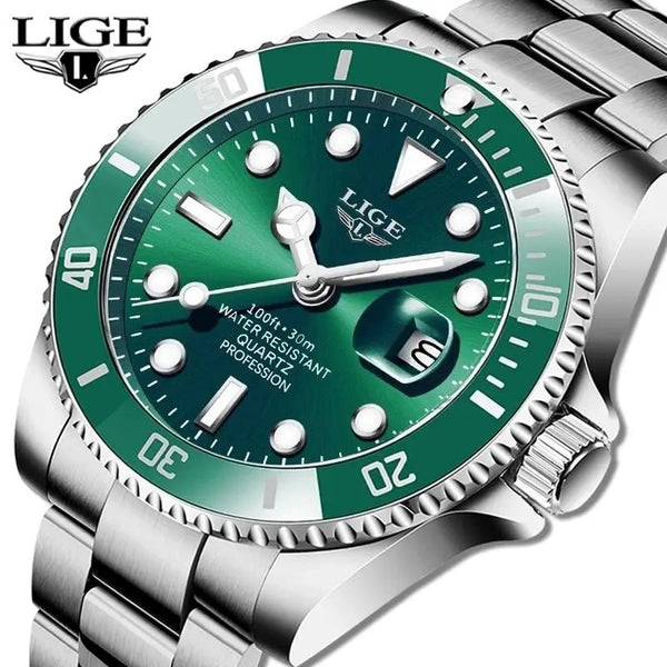 LIGE Luxury Men's Diver Watch - 30ATM Waterproof Quartz Wristwatch with Date Function | Stylish & Durable Sport Watch by Luxe Ahmar – Available at LUXE AHMAR