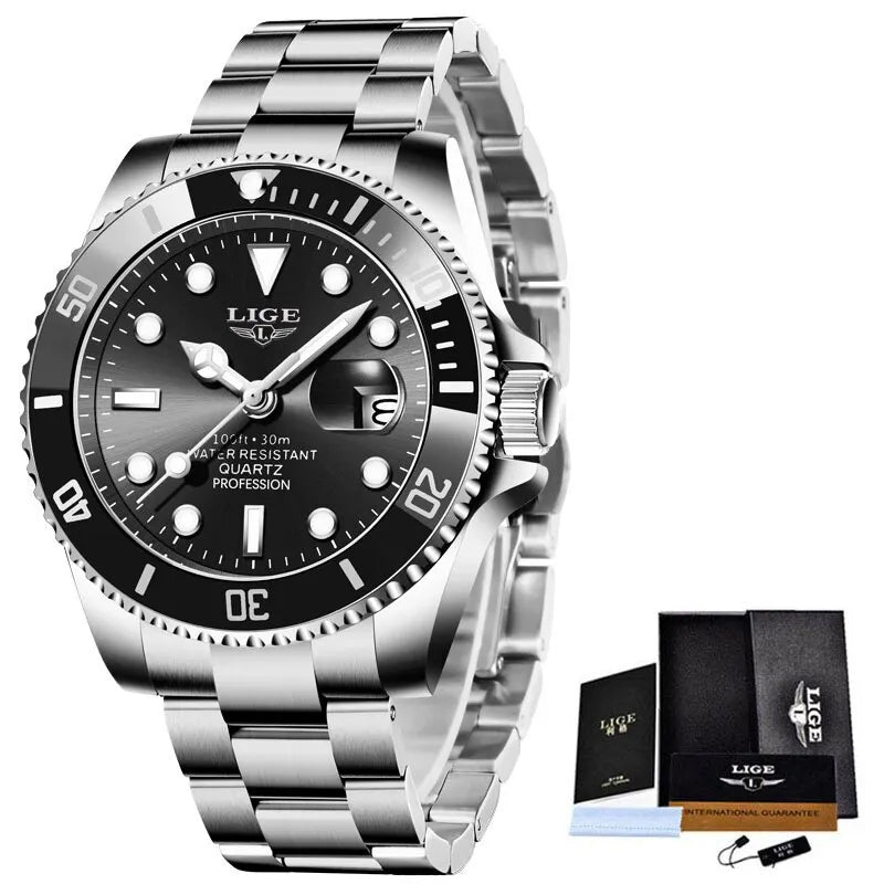 LIGE Luxury Men's Diver Watch - 30ATM Waterproof Quartz Wristwatch with Date Function | Stylish & Durable Sport Watch by Luxe Ahmar – Available at LUXE AHMAR