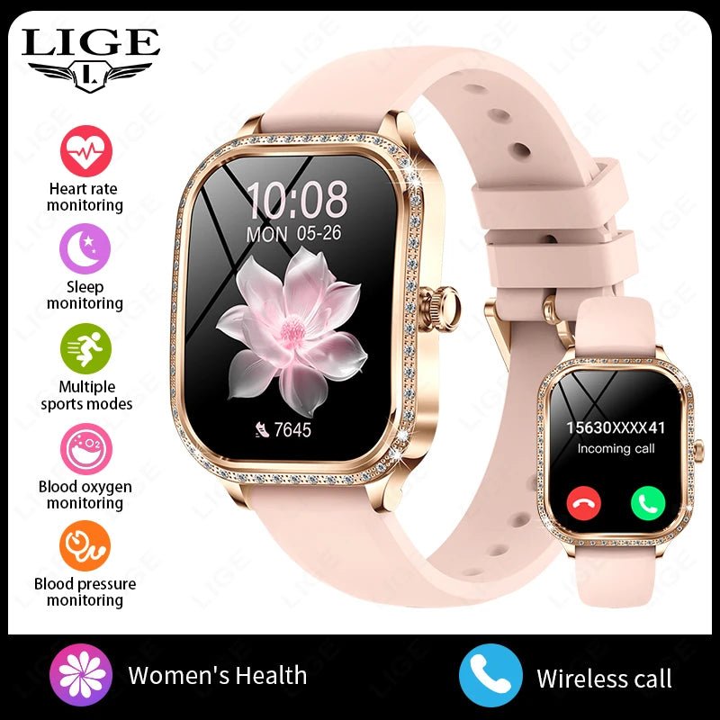 LIGE Women’s Smartwatch – Waterproof Bluetooth Call Fitness Tracker with Heart Rate Monitor by Luxe Ahmar – Available at LUXE AHMAR