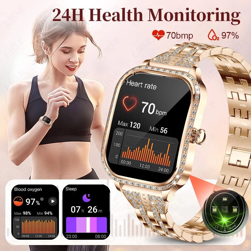 LIGE Women’s Smartwatch – Waterproof Bluetooth Call Fitness Tracker with Heart Rate Monitor by Luxe Ahmar – Available at LUXE AHMAR