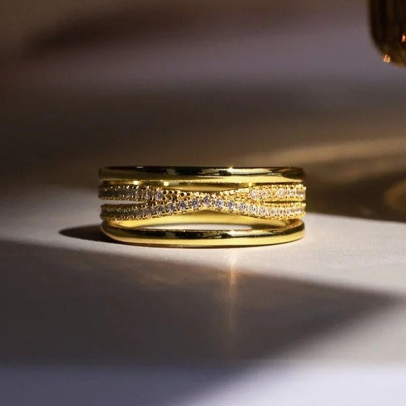 Line Geometric Cross Ring Simple by LUXE AHMAR – Available at LUXE AHMAR