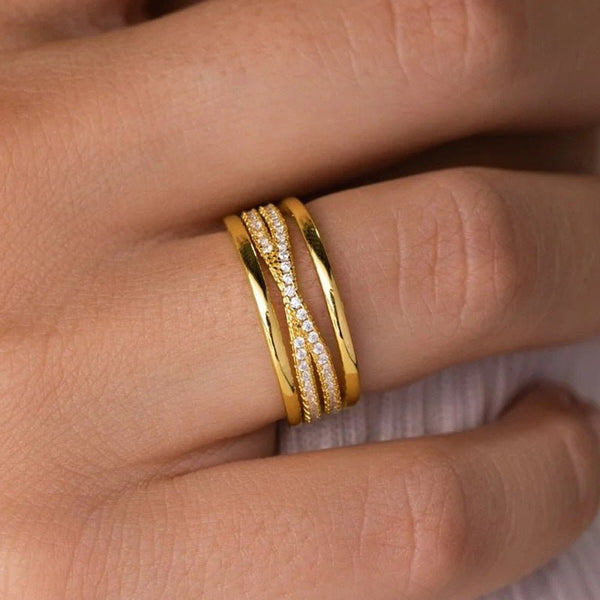 Line Geometric Cross Ring Simple by LUXE AHMAR – Available at LUXE AHMAR