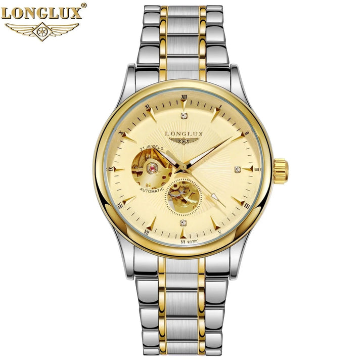 LONGLUX 8020GJ Men's Skeleton Automatic Mechanical Watch – Luxury Stainless Steel Waterproof Business Gift Watch by Luxe Ahmar – Available at LUXE AHMAR