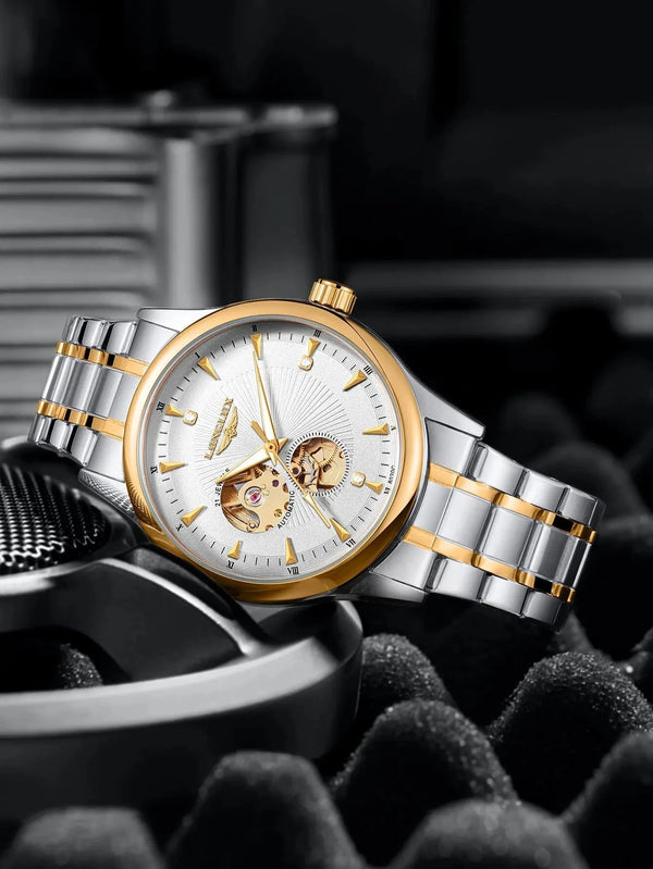 LONGLUX 8020GJ Men's Skeleton Automatic Mechanical Watch – Luxury Stainless Steel Waterproof Business Gift Watch by Luxe Ahmar – Available at LUXE AHMAR