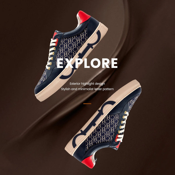 Luxury Men's Casual Shoes – Monogrammed Flat Lace - Up Design, Breathable & Comfortable by Luxe Ahmar – Available at LUXE AHMAR