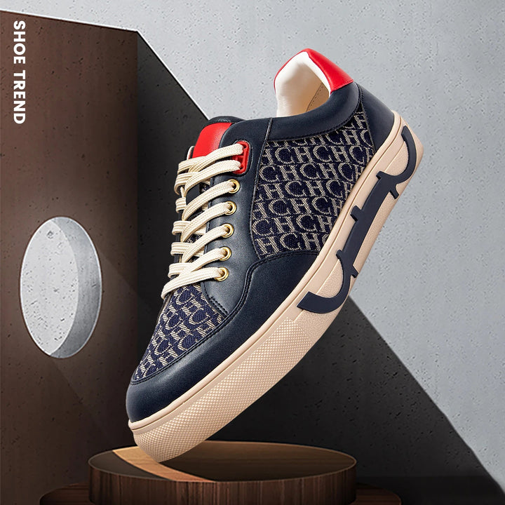 Luxury Men's Casual Shoes – Monogrammed Flat Lace - Up Design, Breathable & Comfortable by Luxe Ahmar – Available at LUXE AHMAR