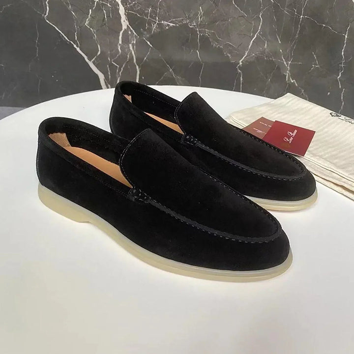 Luxury Men's Suede PU Loafers – Designer Round - Toe Flat Shoes for Casual Work & Walking by Luxe Ahmar – Available at LUXE AHMAR