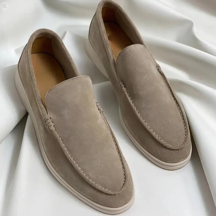 Luxury Men's Suede PU Loafers – Designer Round - Toe Flat Shoes for Casual Work & Walking by Luxe Ahmar – Available at LUXE AHMAR