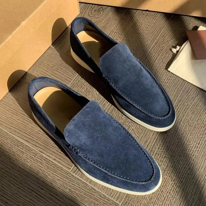 Luxury Men's Suede PU Loafers – Designer Round - Toe Flat Shoes for Casual Work & Walking by Luxe Ahmar – Available at LUXE AHMAR