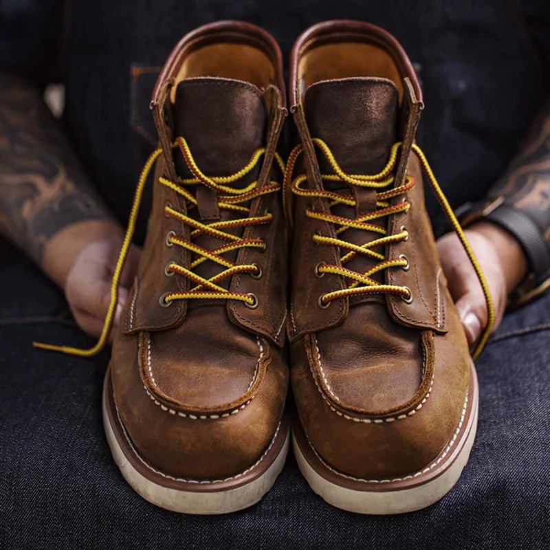 Maden Vintage 875 Ankle Boots – Durable Leather High - Top Winter Cowboy Boots for Men, Round Toe Safety Work Shoes by Luxe Ahmar – Available at LUXE AHMAR