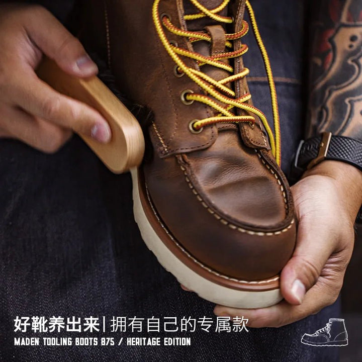 Maden Vintage 875 Ankle Boots – Durable Leather High - Top Winter Cowboy Boots for Men, Round Toe Safety Work Shoes by Luxe Ahmar – Available at LUXE AHMAR