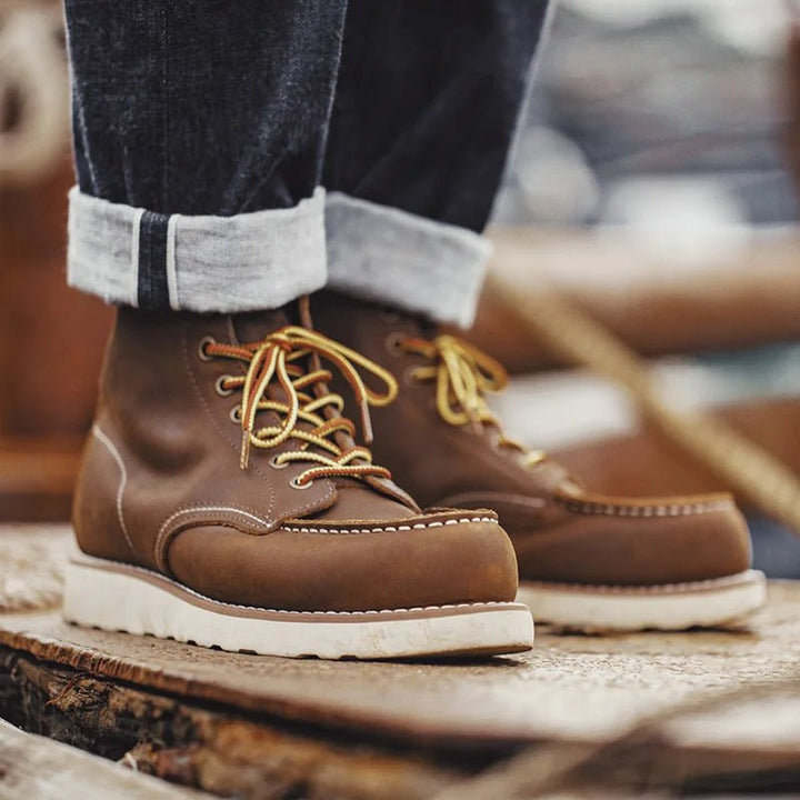 Maden Vintage 875 Ankle Boots – Durable Leather High - Top Winter Cowboy Boots for Men, Round Toe Safety Work Shoes by Luxe Ahmar – Available at LUXE AHMAR